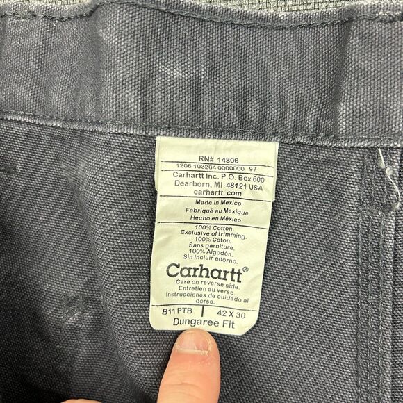 Carhartt Pants Mens 42x30 B11 PTB Washed Duck Work Dungaree Single Knee Blue NWT - Picture 5 of 10
